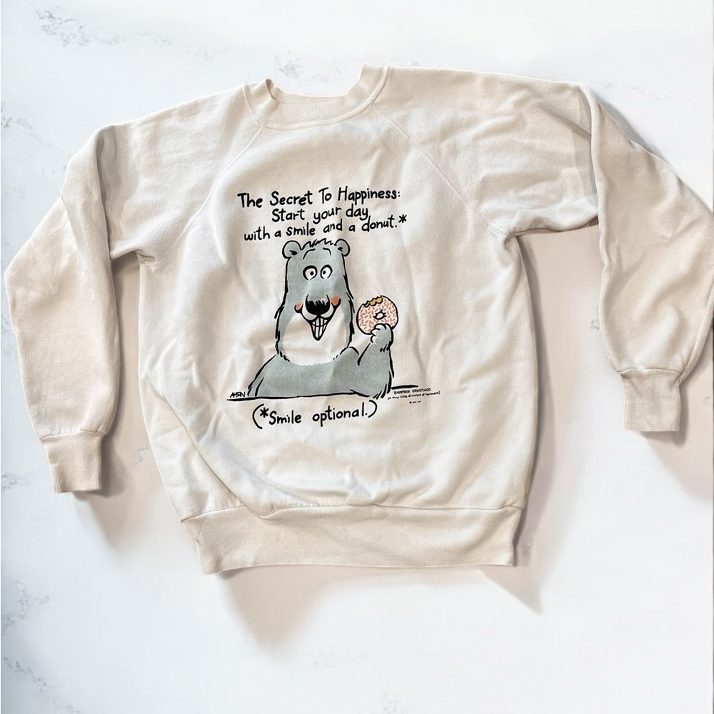 Casual shoebox happiness & donuts Grannycore 90s Novelty sweatshirt Cabincore-L